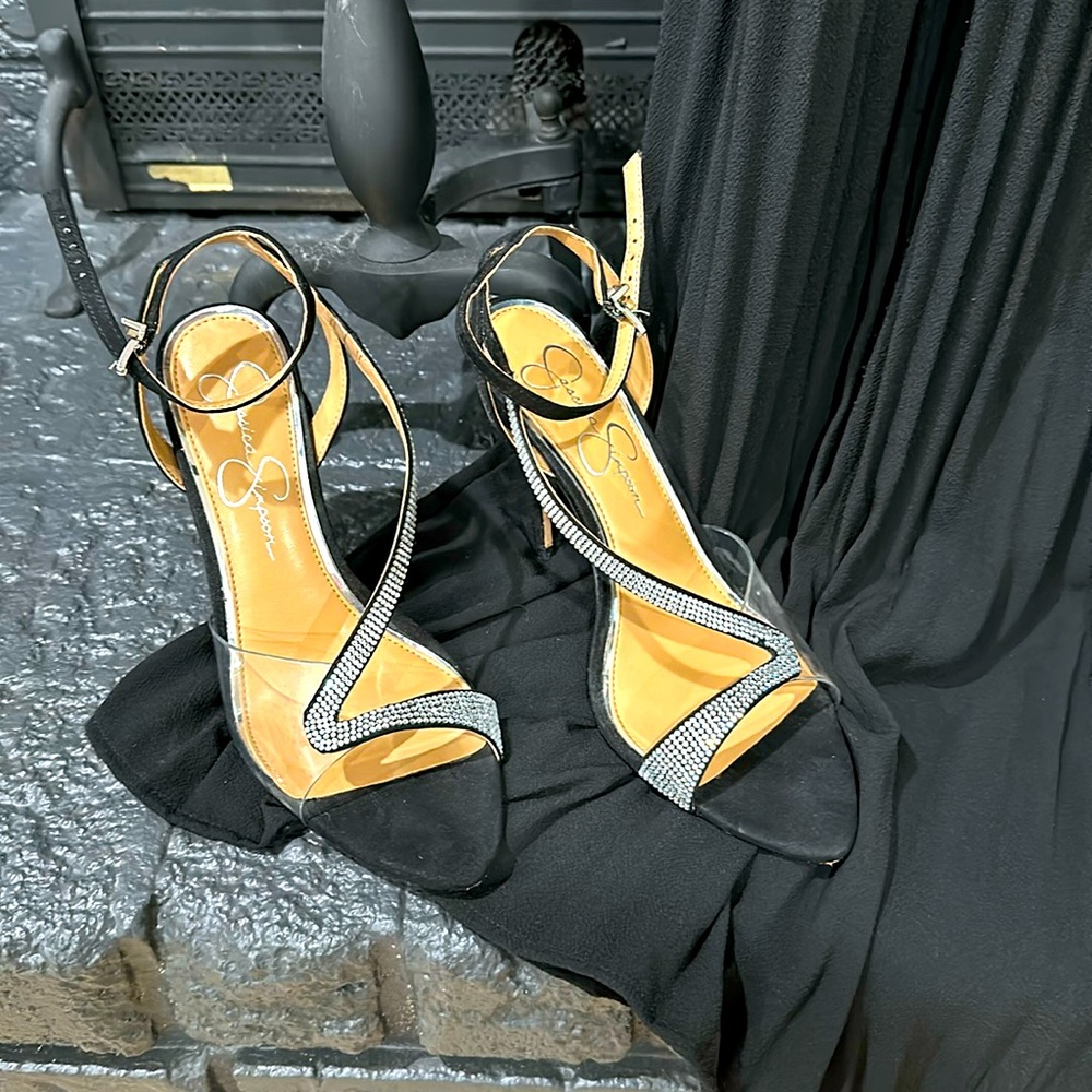 Black/Clear Special Occasion 4.5” heel height by Jessica Simpson.